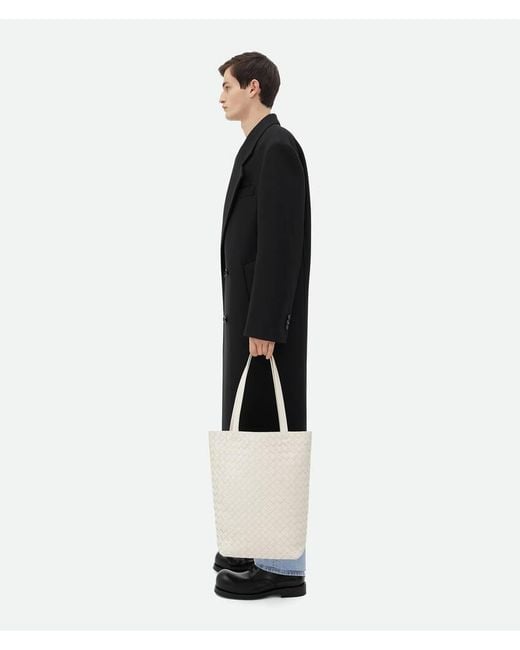 Bottega Veneta White Small Intrecciato North-South Tote