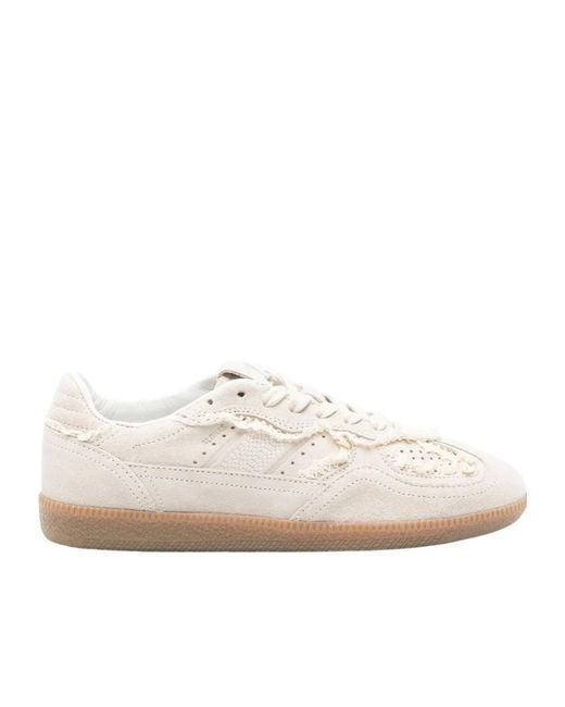 Alohas White Crochet Trim Lace-Up Sneakers