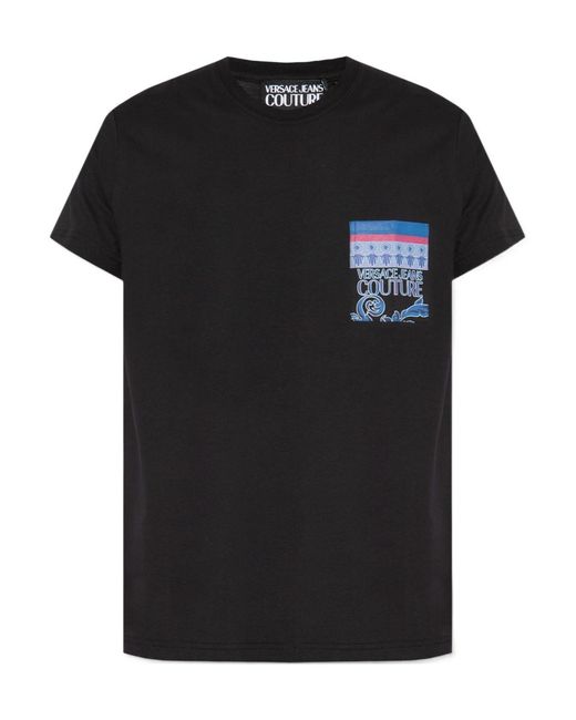 Versace Jeans Black Couture Logo Printed Crewneck T-Shirt for men