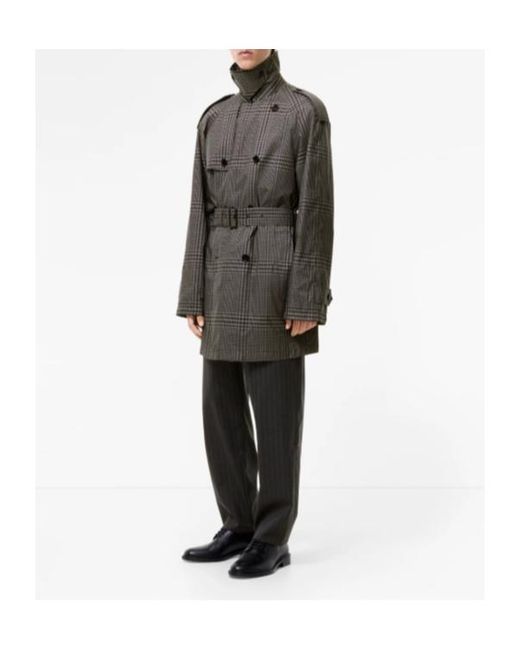 Burberry Gray Mid-Length Silk Leadenham Trench Coat for men
