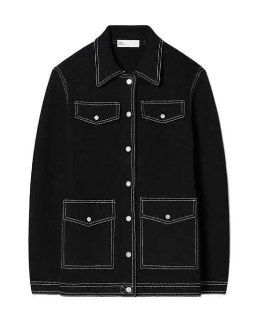 Tory Burch Black Topstitch Jacket