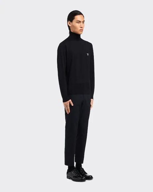 Prada Blue Superfine Wool Turtleneck Sweater for men