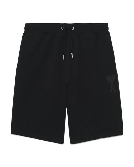 AMI Black Ami De Coeur Track Shorts for men