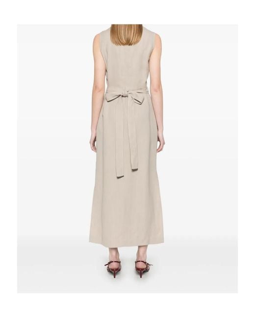 Brunello Cucinelli Natural Wrap-Effect Midi Dress