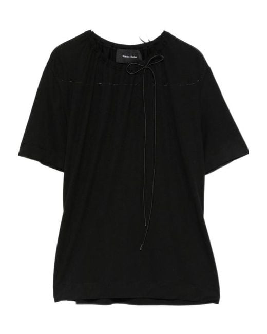 Simone Rocha Black Cord Neck Easy T-Shirt