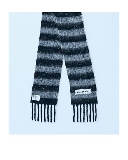 Acne Blue Stripe Pattern Scarf for men