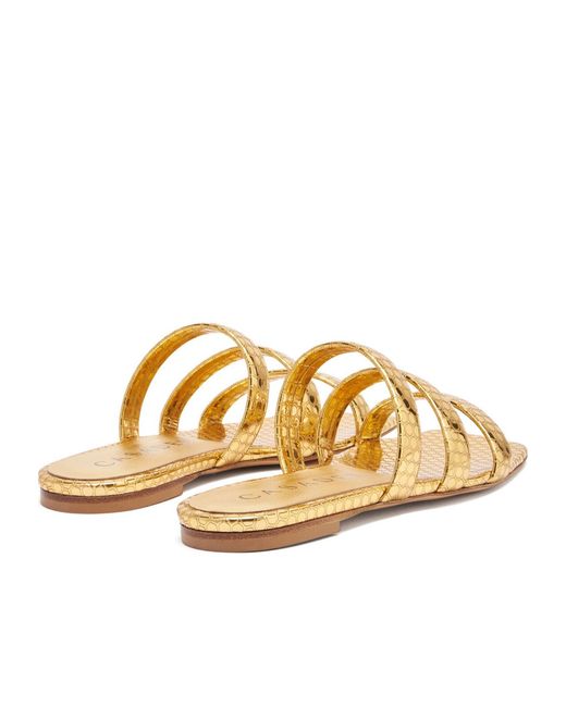 Casadei Metallic Atomium Multi-Strap Flat Sandals