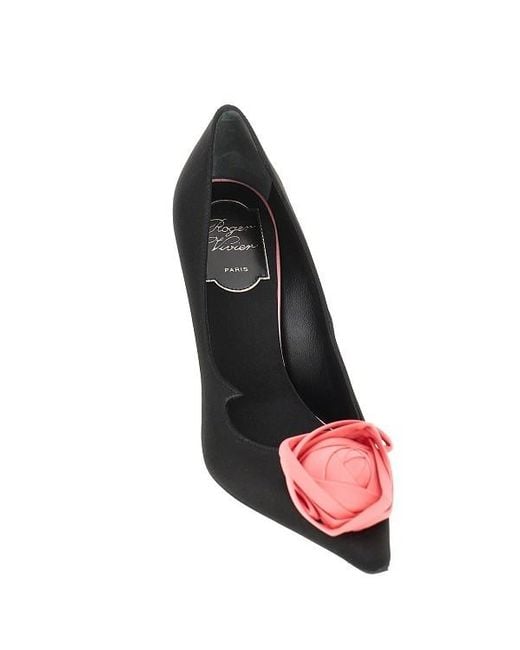 Roger Vivier Black Floral-Appliqué Pumps