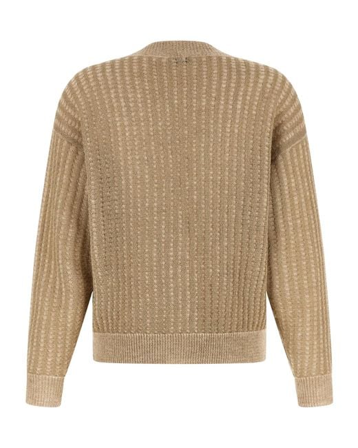 Peserico Natural Waffle Lamé Knit Cardigan