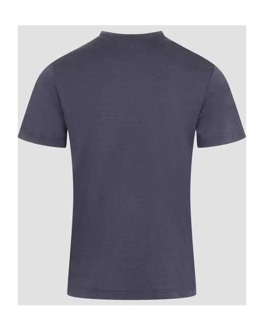 Berluti Blue Logo Embroidered Crewneck T-Shirt for men