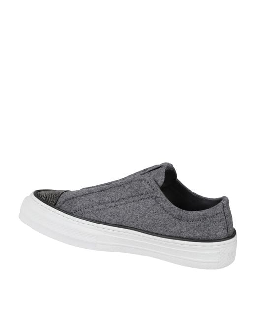 Brunello Cucinelli Gray Embellished Slip-On Sneakers