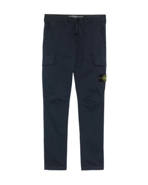 Stone Island Blue Logo-Patch Cargo Pants for men