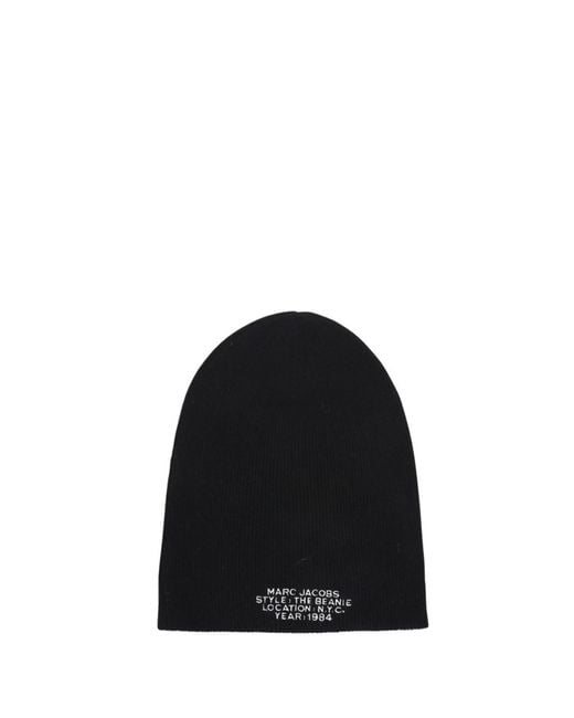 Marc Jacobs Black Embroidered-Logo Beanie