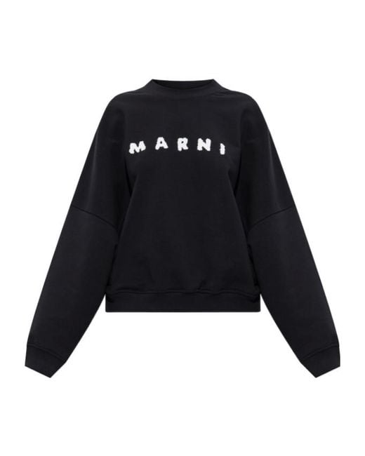 Marni Black Logo Printed Drop Shoulder Sweatshirt