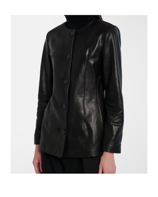 Nour Hammour Black Long-Sleeved Leather Jacket