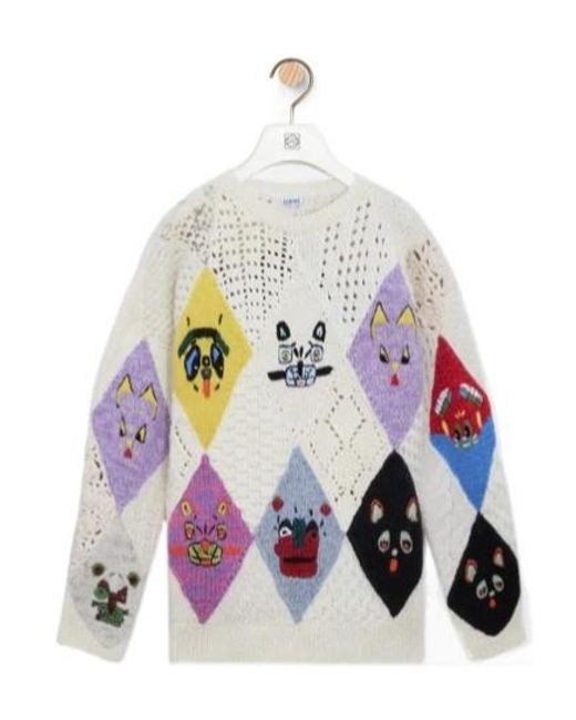 Loewe White X Louis Wain Futuristic Cat Sweater