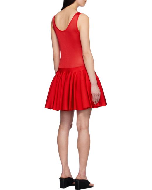 Alaïa Red Knitted Godet Mini Dress
