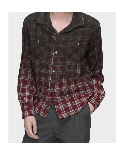 Maison Margiela Brown Ombre Plaid Buttoned Shirt for men