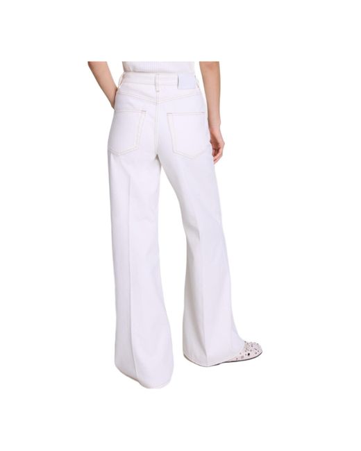 Maje White Jeans With Belt Loops