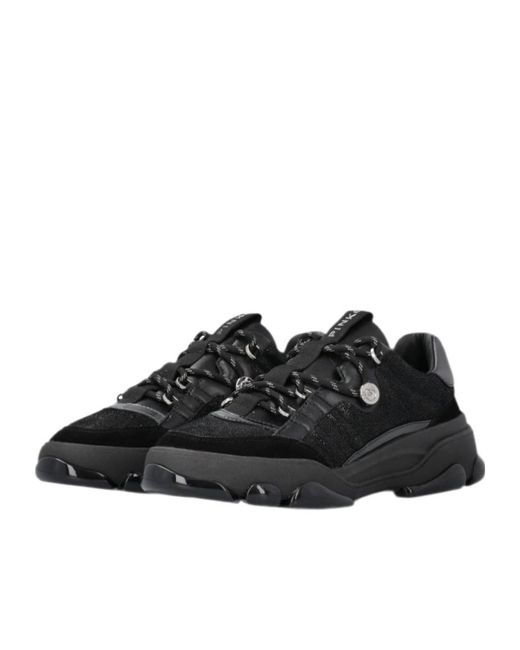 Pinko Black Glitter-Panelled Chunky Sneakers