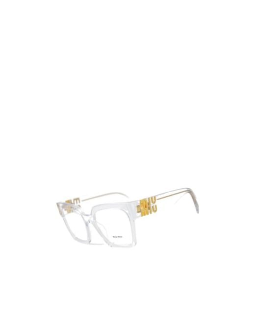 Miu Miu White Eyewear Square Frame Full Rim Glasses