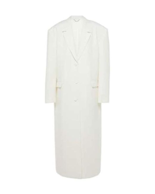 Magda Butrym White Single-Breasted Wool Coat