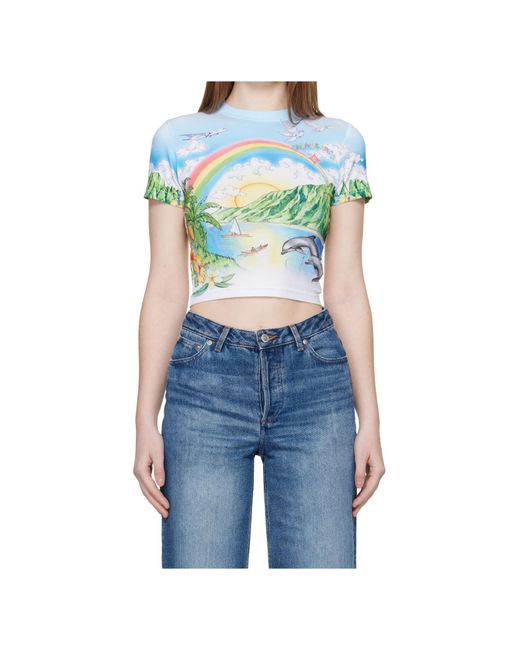 Casablanca Blue Printed Short-Sleeved T-Shirt