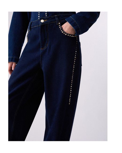 Liu Jo Blue High-Waisted Jeans With Rhinestones
