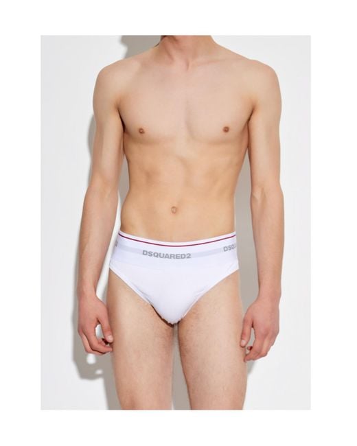 DSquared² White Logo Briefs for men