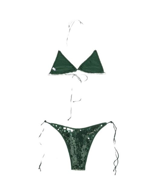 Oseree Green Oséree Marylin Sequin Triangle Bikini Set
