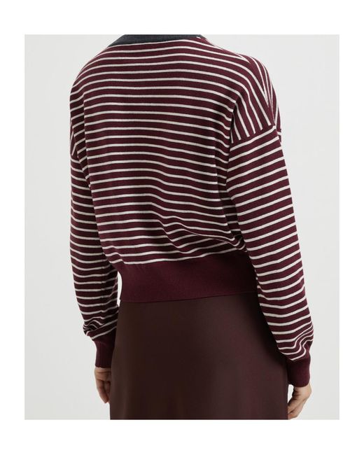 Brunello Cucinelli Red Striped Cardigan