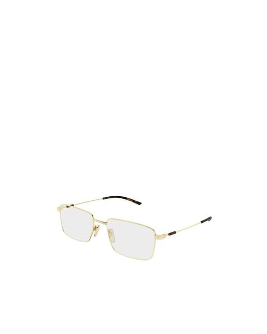 Gucci White Eyewear Rectangle Frame Glasses for men