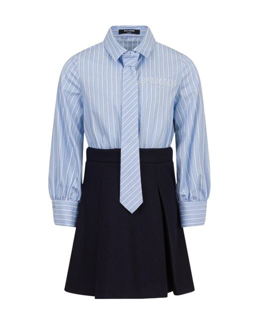 Balmain Blue Long Sleeve Dress