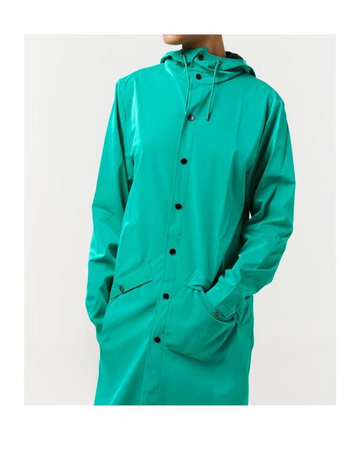 Rains Blue Long-Sleeved Parka