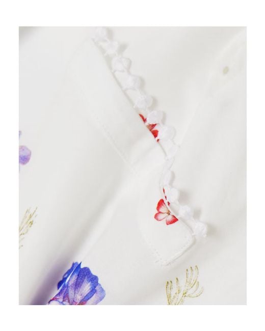 Charo Ruiz White Print Cotton-Blend Voile Shorts