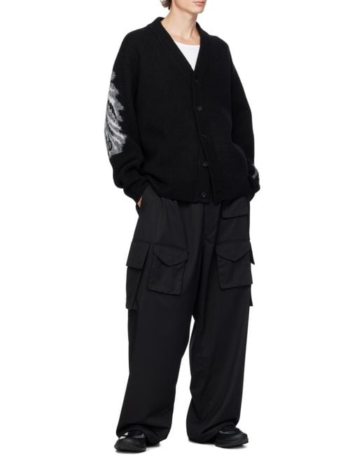 Y-3 Black Wide-Leg Belted Cargo Pants for men