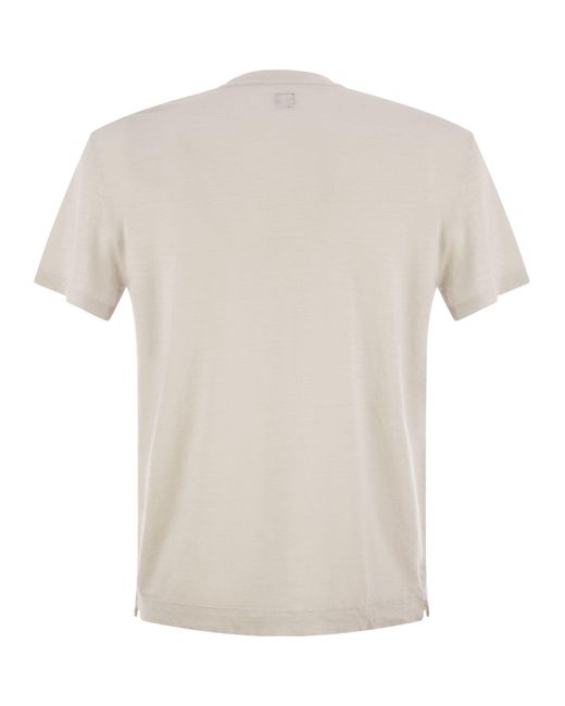 Fedeli White Stretch Linen Short-Sleeve T-Shirt for men