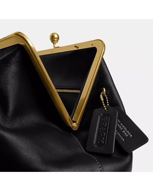 COACH Black Large Kisslock Frame Bag