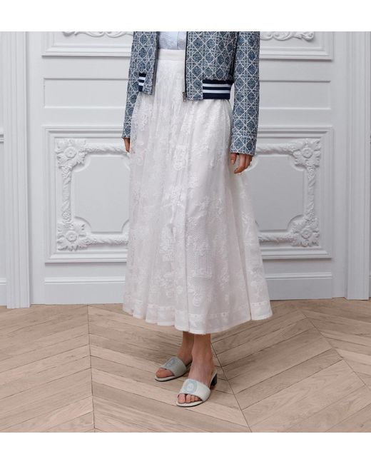Dior White Iviera Mid-Length Flared Skirt