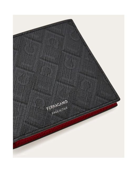 Ferragamo Black Ferragamo Monogram Printed Bi-Fold Wallet for men