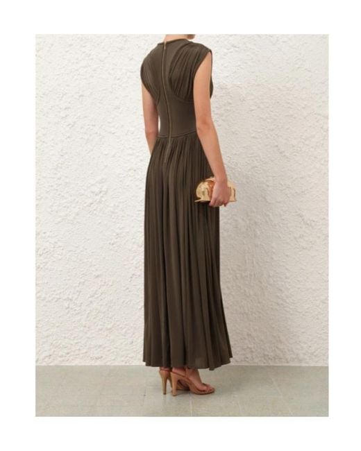 Zimmermann Green Luna Pleated Column Dress