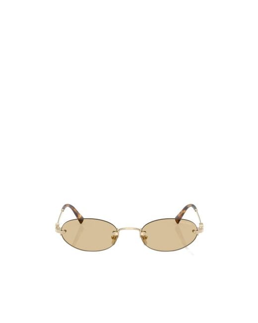 Miu Miu Metallic Eyewear Oval Frame Sunglasses