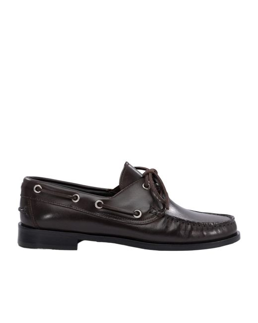 Aeyde Black Harris Leather Moccasin Flats