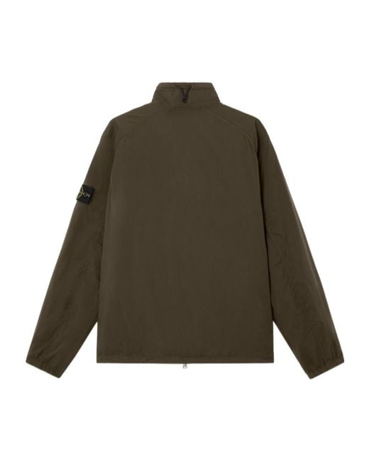 Stone Island Green Padded Stand Collar Jacket With Anti-Drop for men