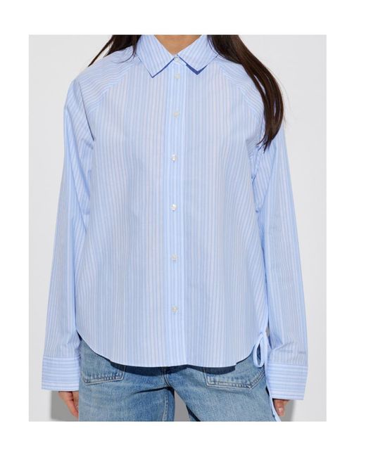 Samsøe & Samsøe Blue Sarita Striped Drawstring-Hem Shirt