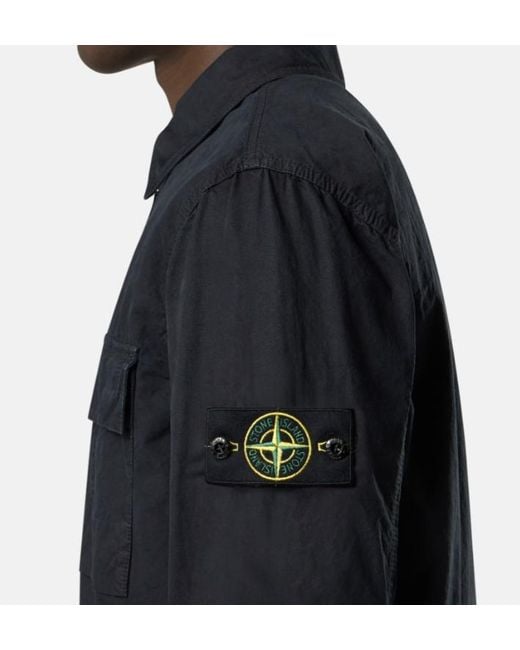 Stone Island Blue Logo Patch Pocket Detail Shirt for men