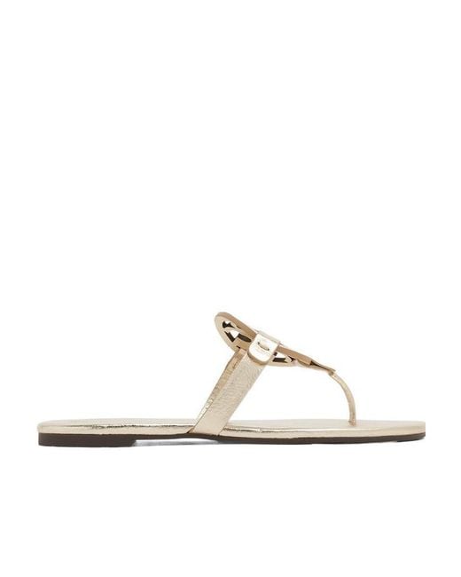 Tory Burch White Miller Logo Plaque Slip-On Sandals