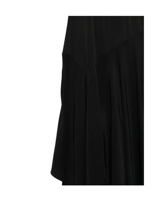 McQueen Black Handkerchief-Hem Halterneck Midi Dress