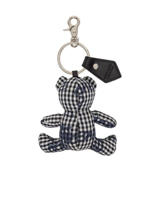 Vivienne Westwood White Checked Teddy Bear Keychain