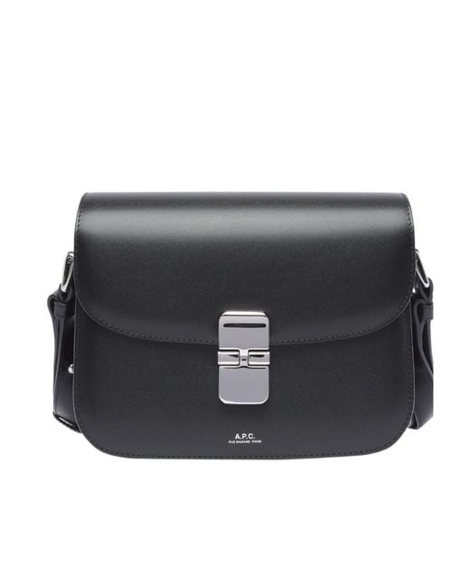 A.P.C. Black Logo Printed Foldover Top Crossbody Bag